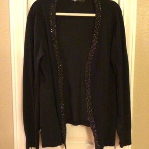 Size XL Black Sweater with Sparkles along Front Edge